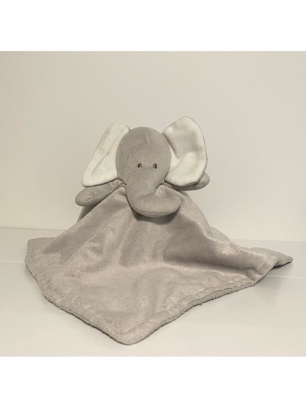 Nuby Plush Lovey Elephant Gray Baby Security Blanket Soft White Ears